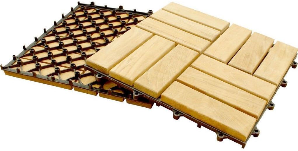 Interlocking Teak Tile Windmill Pattern 10 Sq/ft Premium Quality