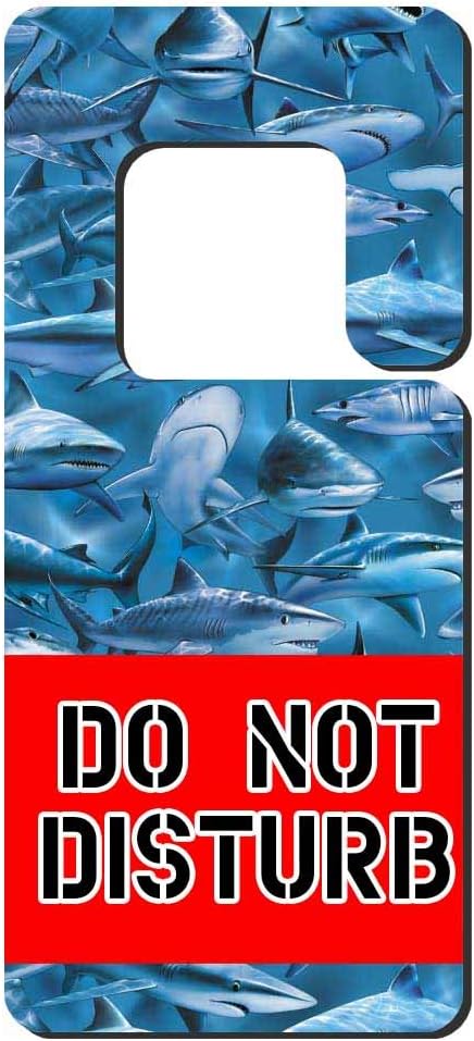 Mr kennys& Lucky 7 Do Not Disturb ，Shark Feeding Frenzy Great White Diving Pattern。Door Knob Hanger Warning Room Sign Family, Hotel, Office, Clinic, Treatment