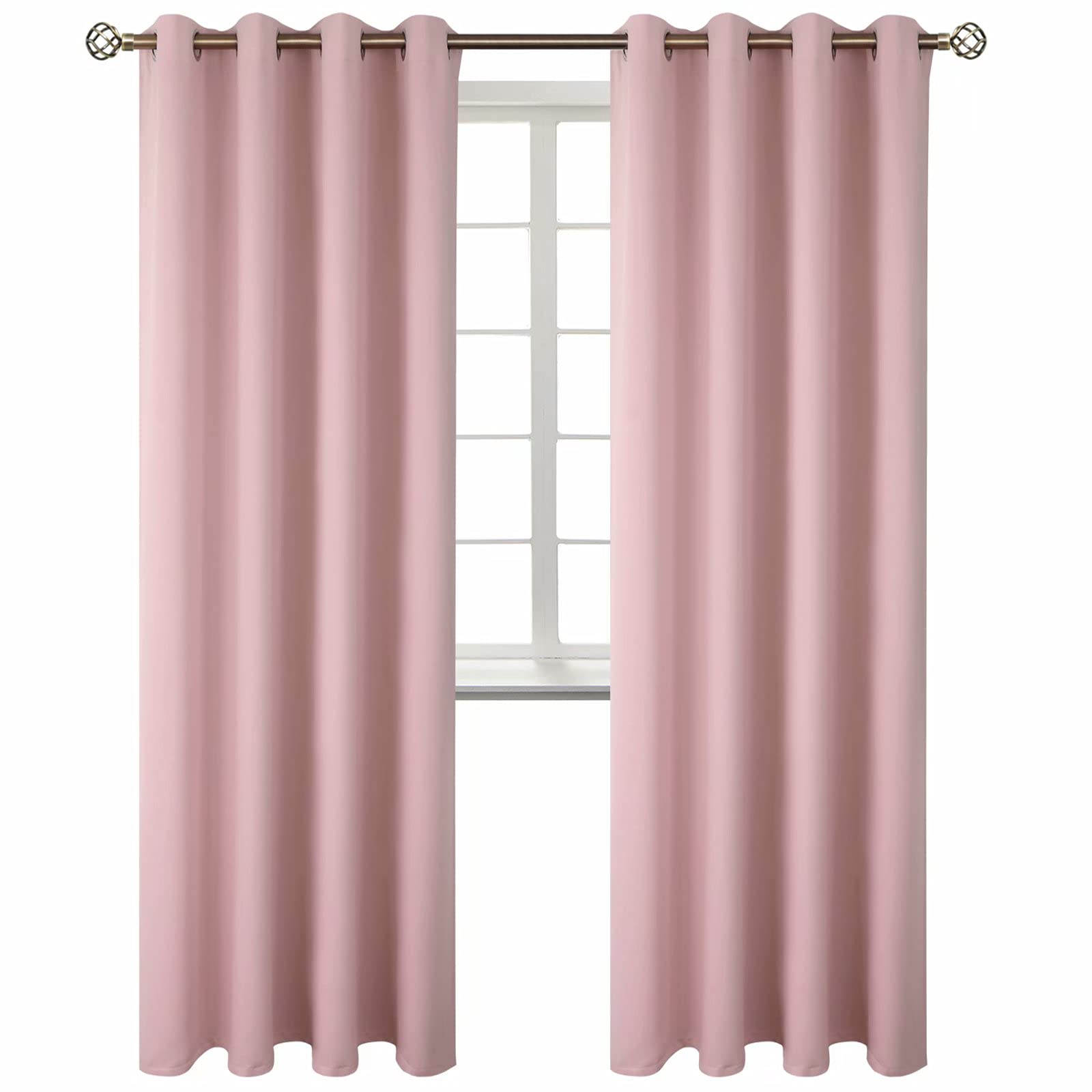BGment Room Darkening Curtains 84 Inches Long - Grommet Thermal Insulated Drapes Window Treatment Curtains for Bedroom, 2 Panels, 52 x 84 Inch, Baby Pink
