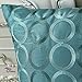 CaliTime Faux Silk Throw Pillow Cover Case for Couch Sofa Home Decor Two-Tone Circles Rings Geometric Chain Embroidered 18 X 18 Inches Teal