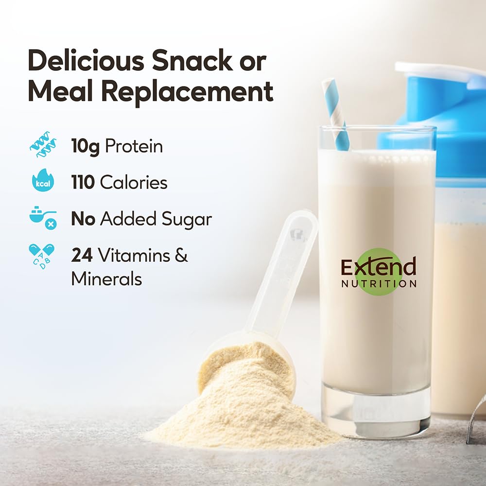 Extend Shake Powder – Diabetic High Protein Nutritional Drink for Meal Replacement, Blood Sugar Management, Weight Loss, Keto Friendly, Low Sugar, Low Carb, 10g Protein, Creamy Vanilla, 15 Servings