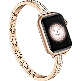 Missair Bands Compatible with Apple Watch Band 38mm 40mm 41mm 42mm 44mm 45mm 46mm 49mm for Women, Slim Metal Dressy Jewelry Bracelet with Bling Diamond for iWatch Series 11 10 9 8 7 6 5 4 3 SE Ultra