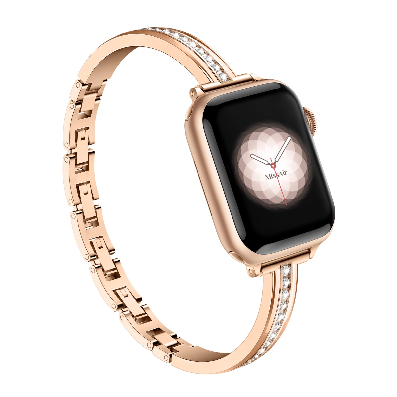 Photo 1 of Missair Bands Compatible with Apple Watch Band 38mm 40mm 41mm 42mm 44mm 45mm 46mm 49mm for Women, Slim Metal Dressy Jewelry Bracelet with Bling Diamond for iWatch Series 11 10 9 8 7 6 5 4 3 SE Ultra