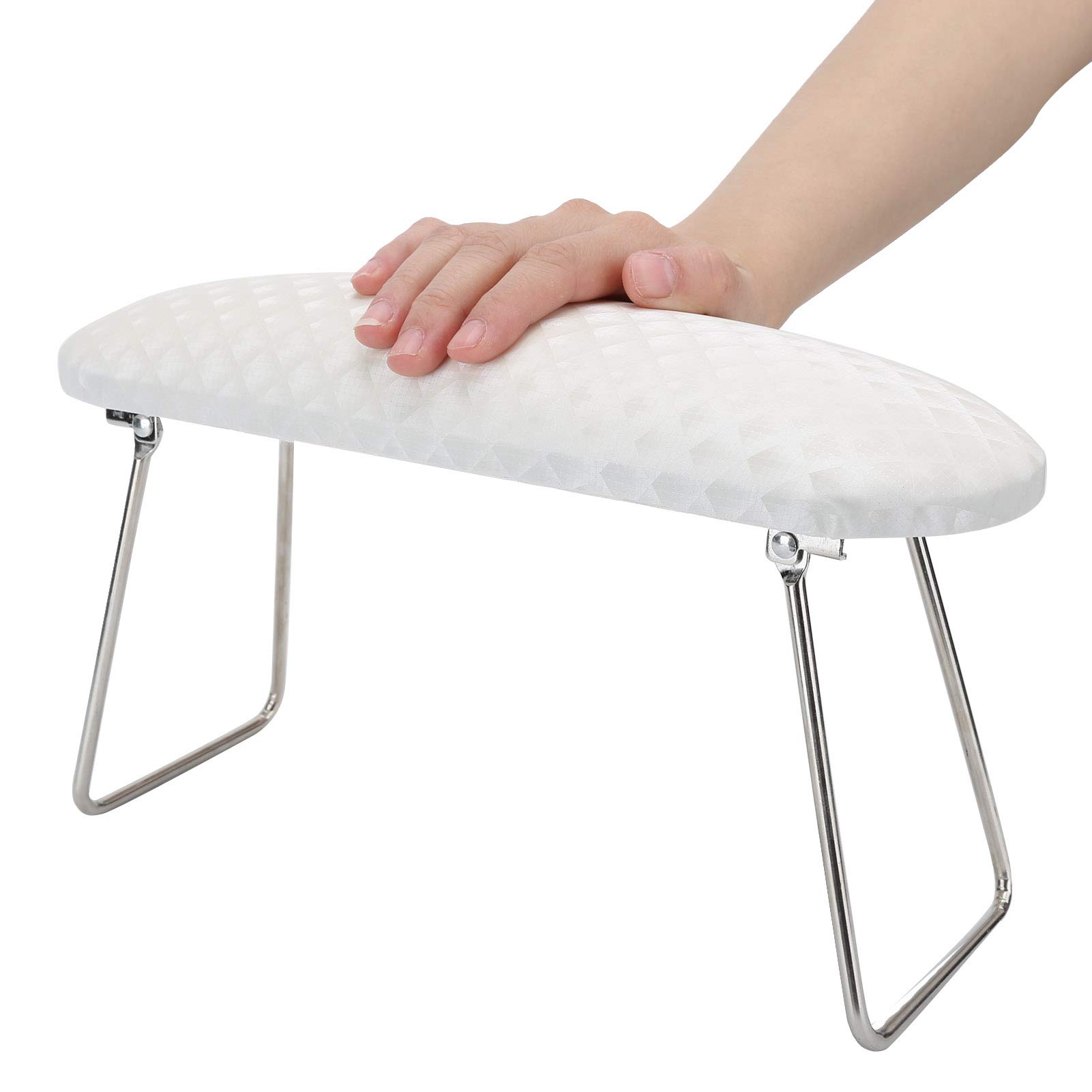 Nail Arm Rest Cushion, Professional Foldable Nail Art Hand Pillow Manicure Hand Holder Wrist Support Detachable Table Desk Nail Rest Cushion Pad Stand Holder (white)