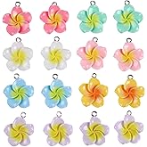 ARTISAMILY Valentine's Day Flower Necklace Pendants 70pcs Floral Dangle Earring Charms Necklace Pendants 7 Color Flower Keychain Bracelet Resin Pendant 20mm for Jewelry Making DIY Crafts