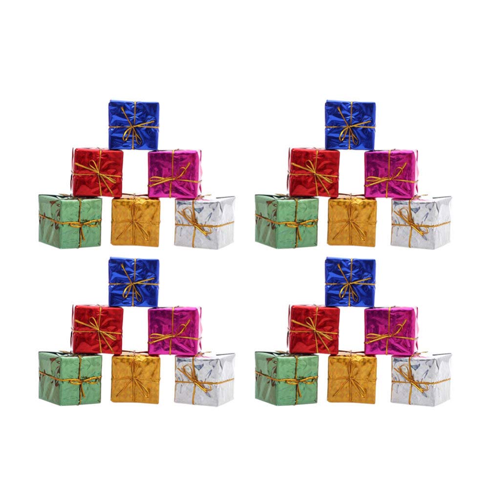 NUOBESTY 60pcs Xmas Foil Boxes Mini Tree Foam Ornaments Christmas Tree Hanging Ornaments Props (Color)