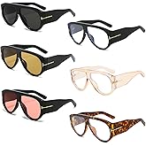 QYVEWY Trendy Oversized Aviator Sunglasses for Women Men Square Thick Frame Large Sun Glasses UV400 Protection