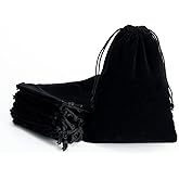 Tendwarm 20 Pcs 5.9x7.8 Inches Black Velvet Bags With Drawstring Candy Jewelry Pouch Bags Christmas Wedding Favors