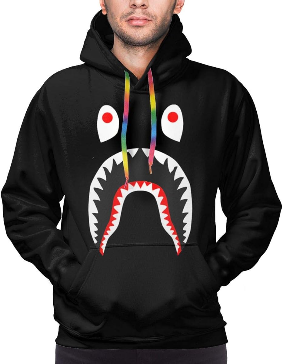 DUOZE Bape Blood Shark Hoodie Unisex 3D Novelty Custom Cool Casual Pullover Hooded Sweatshirt with Pocket