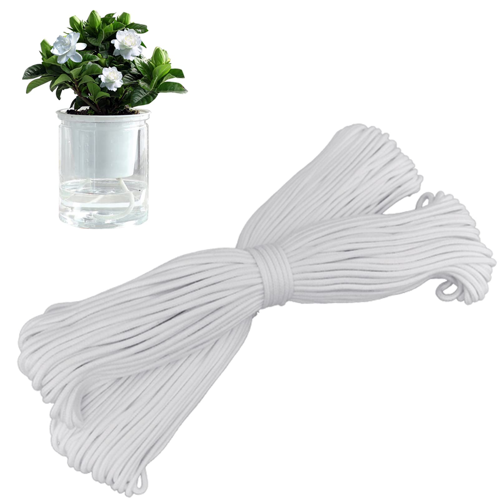 YUTOU Self-Watering Wick Automatic Watering Rope Capillary Wick Cord Watering Cord for Indoor Plants Drip Plants in the Garden Balcony Holiday Building (20 m/4 mm)
