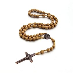 Handmade Wooden Wood Beads Catholic Rosary Crucifix