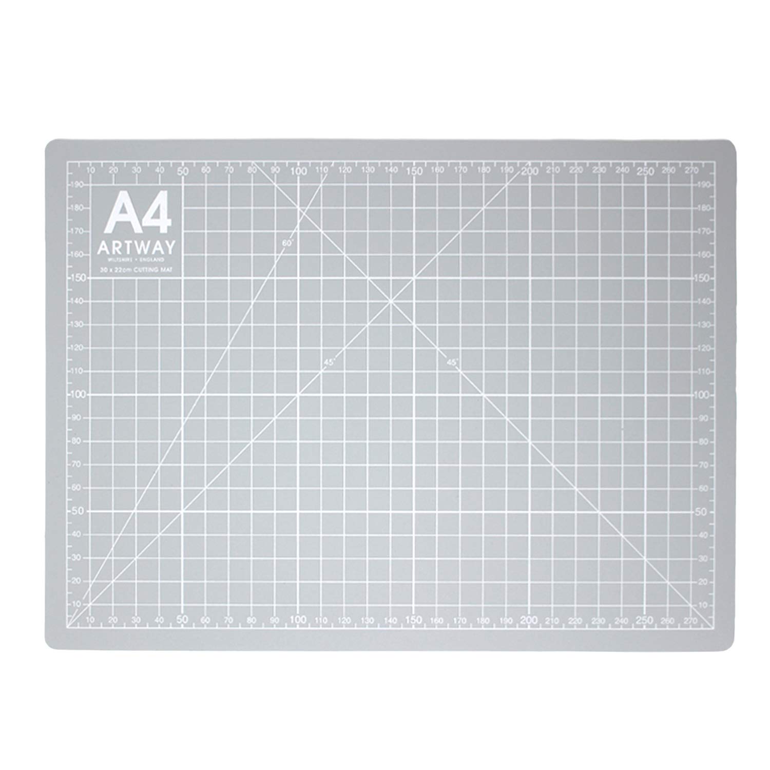 Artway A4 Cutting Mat – Self Healing – Double Sided - Grid Markings in Centimetres/Inches, Grey