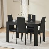 Menaka 5-Piece Modern Wooden Dining Set with 110cm Table and 4 Chairs view 8