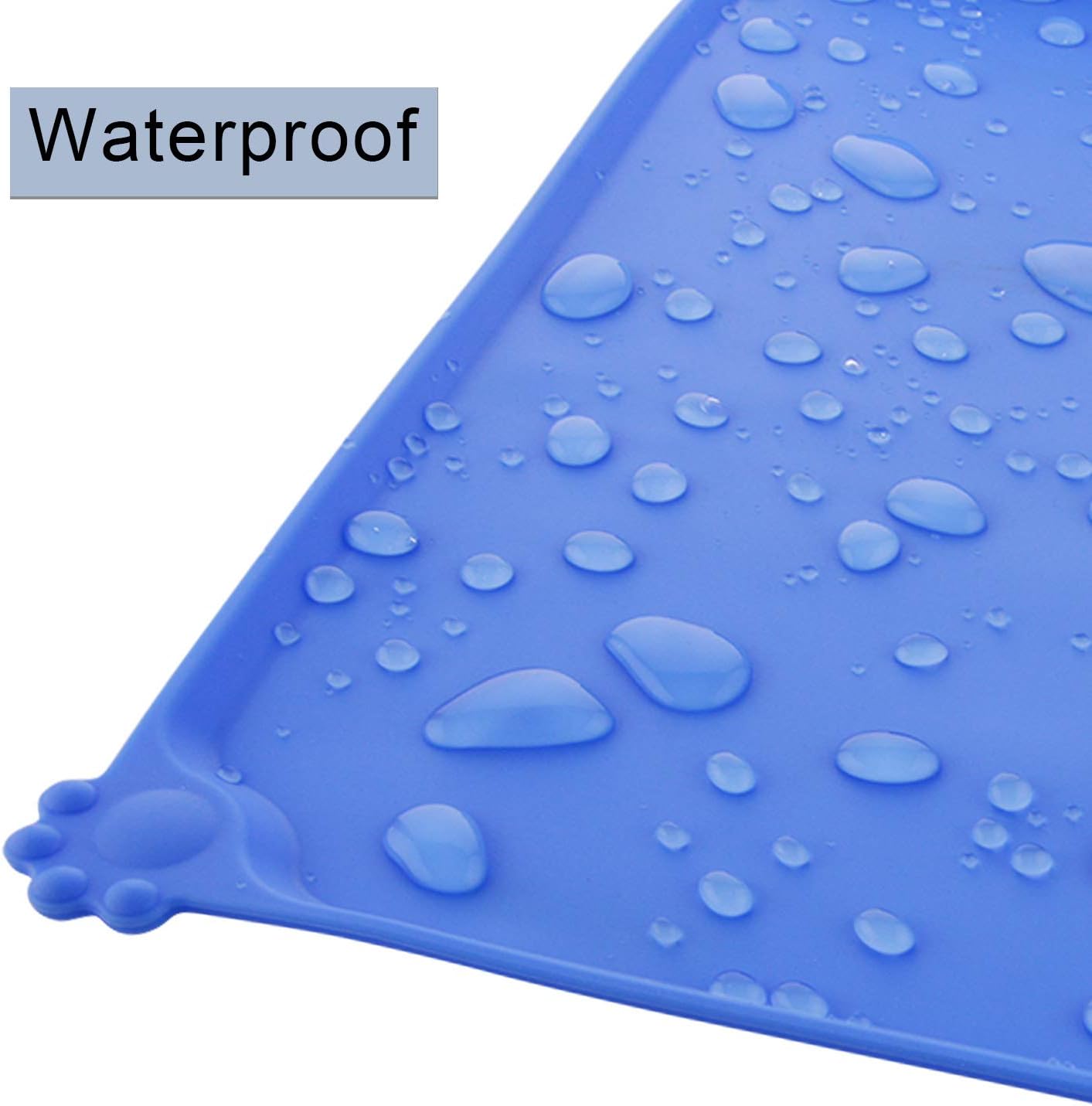 MOACC Dog Food Mat, Silicone Pet Feeding Mat, Non Slip & Waterproof Bowl Mat for Dog and Cat 47 x 30 cm, Blue - Image 4