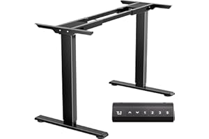 CROWNFURN Dual Motor Electric Standing Desk Frame,Height Adjustable Desk Legs with 330 lbs Capacity,Ergonomic Sit Stand Up Base Workstation for Home Office,Black Frame Only