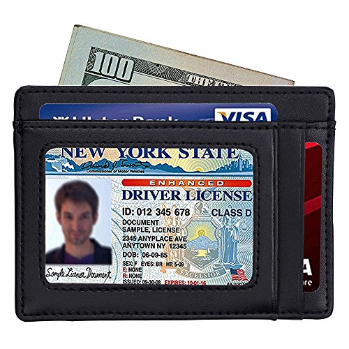 Mens slim wallet rfid front pocket wallet minimalist se…