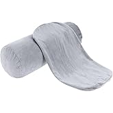 2 Pack Round Neck Roll Pillow Cover 16 x 6 Inch Soft Bolster Pillow Covers with Zipper Breathable Cylinder Pillow Case for Cylindrical Cushion, Pillow Case Only (Gray)