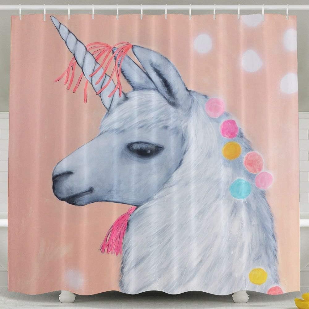 Jagfhhs Llama Unicorn Horse Llamacorn Shower Curtain Polyester Bath Decor Bathroom Sets Includes Free Hooks 72 x 72 in
