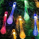 60LED 36FT Colorful Waterdrop or Warm White Bulb Shipped Randomly,Solar String Lights,Solar Lights Outdoor,String Lights,Solar Garden Lights,for Garden,Party,Dinner,Bedroom,Patio,Yard,Landscape