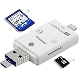 Trail and Game Camera SD Card Reader,WOPOW TF/SD Memory Stick USB Card Reader for iPhone 6 6s 5 5s 5c External Memory i-Flash Device HD USB Adapter in white