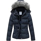GGleaf Women's Hooded Warm Winter Coat (Standard & Plus Size) Quilted Thicken Puffer Jacket with Removable Fur Hood