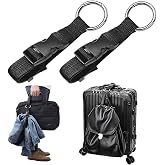 2 Pack Adjustable Luggage Connector Straps for Suitcases - Jacket Gripper | Arm Saver Multi Use Travel Belt Luggage Accessories, Black