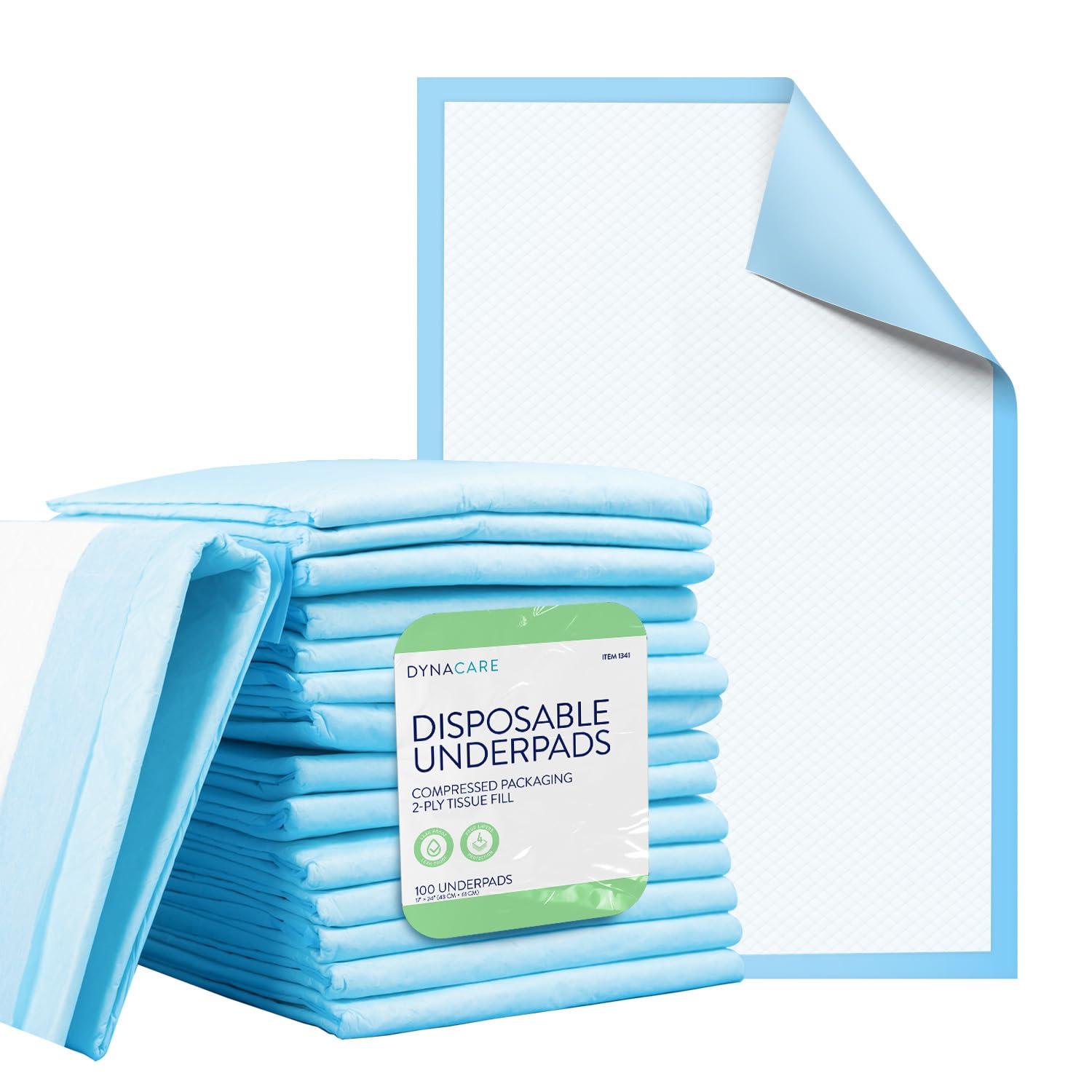 Photo 1 of Dynarex 1341 Disposable UnderPad, Medical-Grade Incontinence Bed Pad to Protect Sheet, Mattresses, and Furniture, 17" x 24", 22g, 100 Count (Pack of 1)