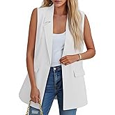 Cicy Bell Women's Sleeveless Blazer Vest Casual Open Front Single Button Summer Jacket with Pockets