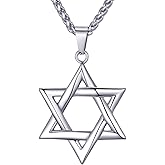 MOO&LEE Men's Stainless Steel Star of David Pendant Necklace