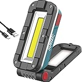SUNREI LED Rechargeable Magnetic Work Lights, 1000 Lumens, Magnetic Base & Hanging, 7Mode, Flashlight for Job Site & Emergency