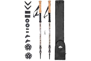 Cascade Mountain Tech Trekking Poles - Carbon Fiber Monopod Walking or Hiking Sticks with with Accessories Mount and Adjustable Quick Locks