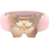 Rinfit Womens Silicone Ring with Stainless Steel Butterfly - Rubber Wedding Bands - Patent Pending