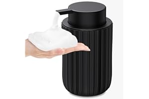 DLIRHO Ceramic Foaming Soap Dispenser, 12 oz Bathroom Foam Hand Soap Dispenser, Refillable Lotion Soap Dispenser with Removable Pump for Kitchen Hand Wash Dispenser, Modern Home Decor (Black)