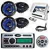 New-Pyle-PLDMR87-15-Din-Marine-Yacht-Waterproof-AMFM-CDDVDMP3-Radio-Stereo-Receiver-Remote-With-4-X-Pyle-PLMR6LE-65-Inch-LED-Light-Marine-Speakers-And-PLMRM71W-Hydra-Series-Marine-Grade-Water-Resistan