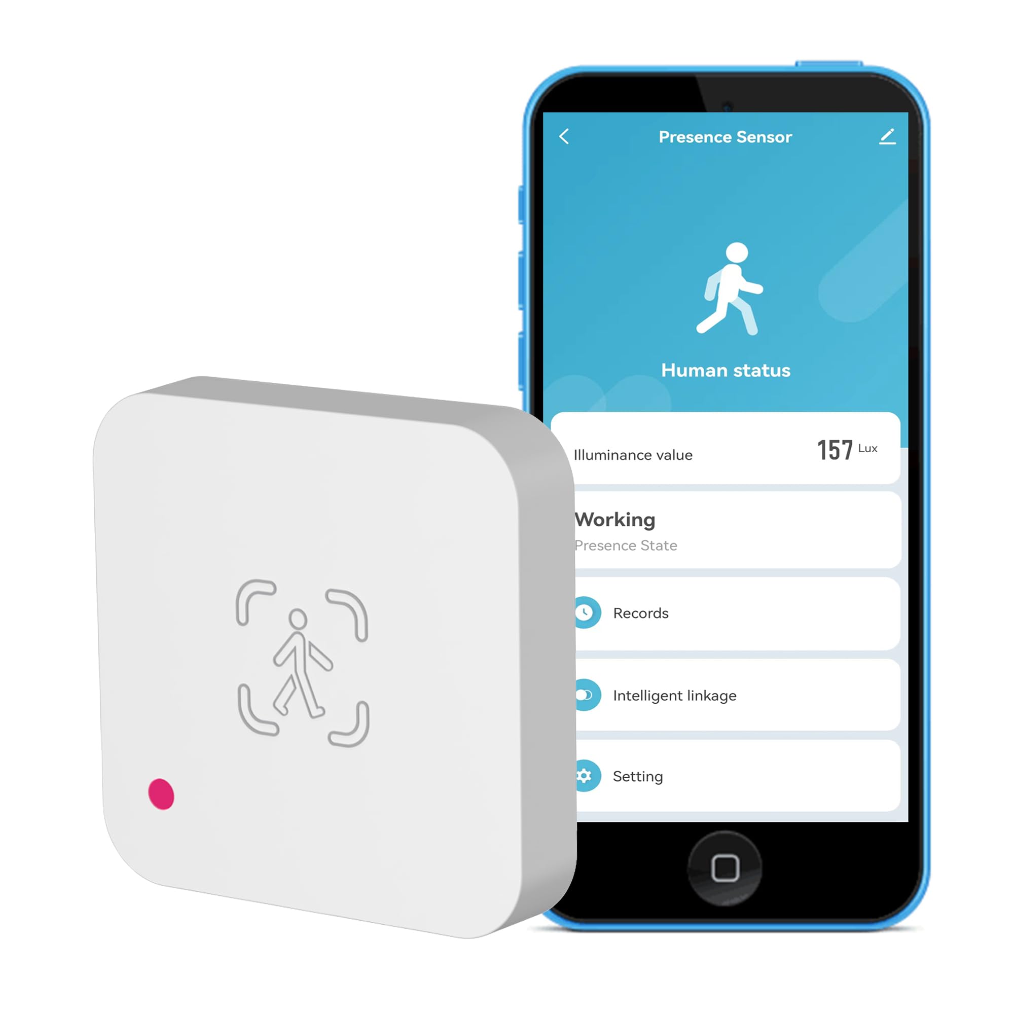 WiFi Human Presence Sensor: Smart Motion Sensor with 2.4GHz mmWave Radar, Zone Positioning, App Notification Alerts, Real-time Human Occupancy Sensor for Home Automation, Support Alexa