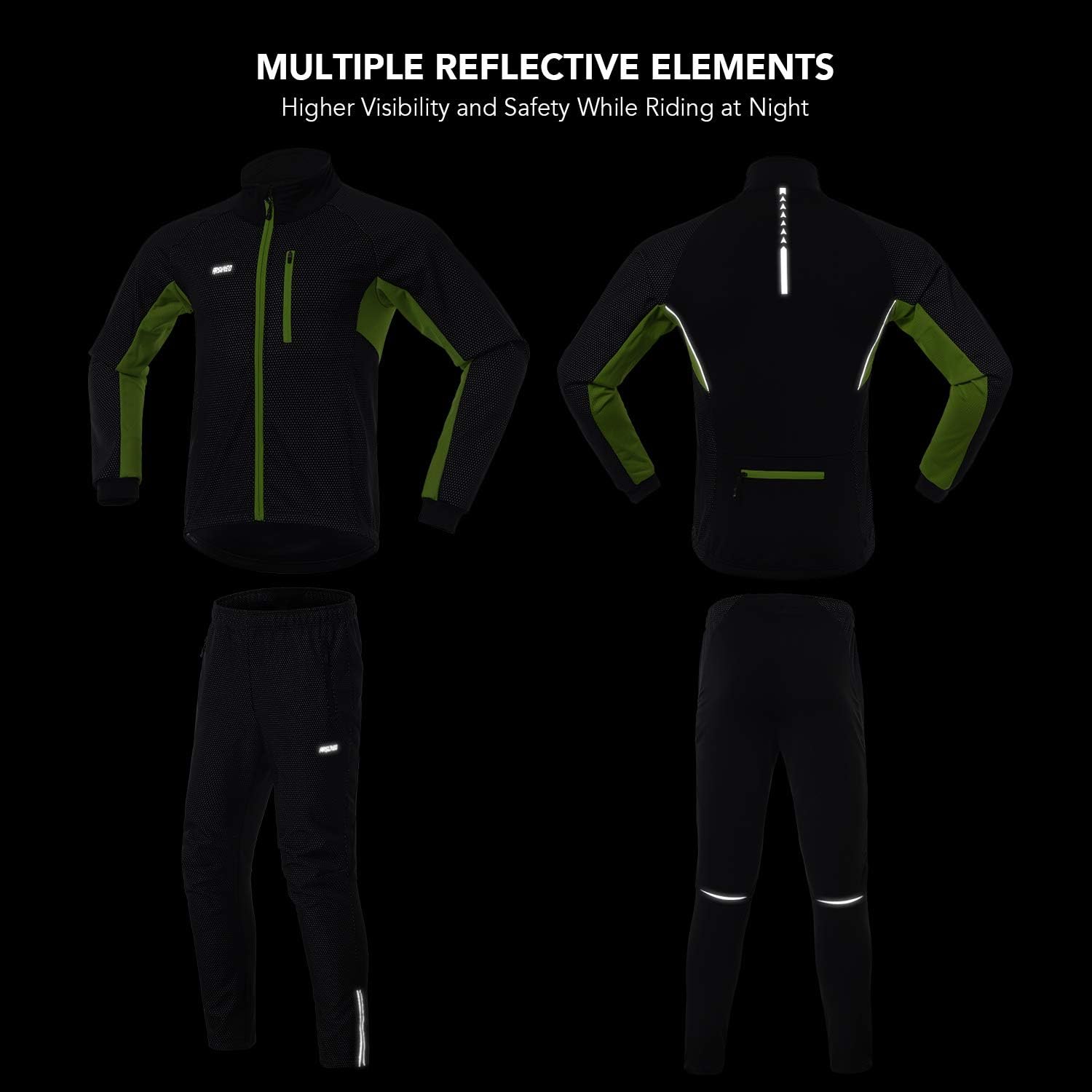 Lixada Men Cycling Clothing Set Winter Long Sleeve Windproof Bicycle Jersey with Pants Outdoor Cycling Running Sports Jacket Activewear: Sports & Outdoors