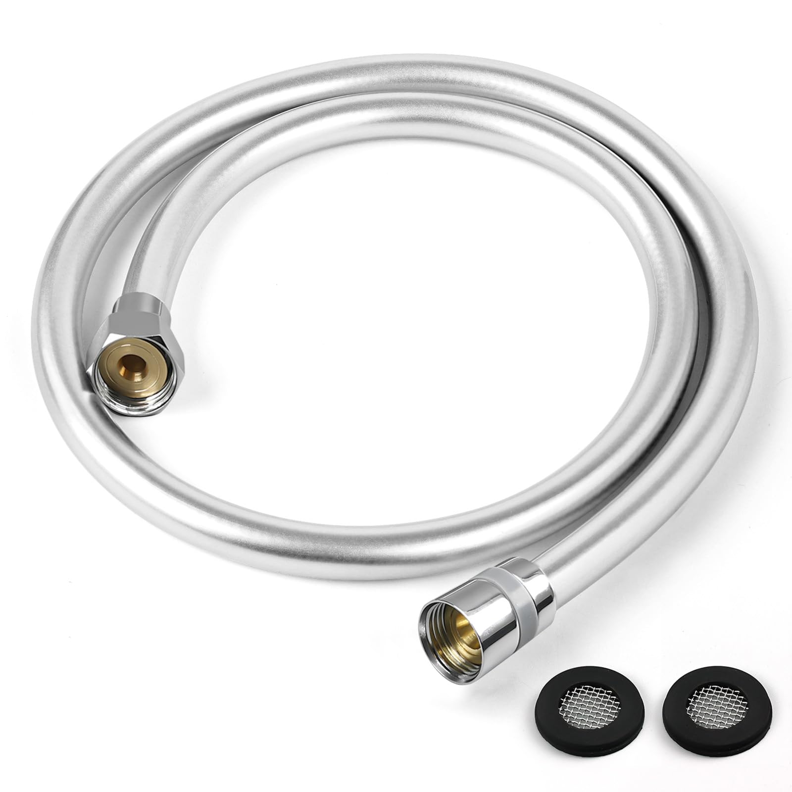 LEEFE PVC Smooth Shower Hose Flexible Anti-Kink Handheld Shower Head Hose with Brass Connections 1.25M / 49.2 Inch