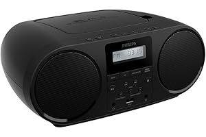 Philips Portable CD Player Boombox with Bluetooth, FM Radio, Dynamic Bass Boost Speakers, USB/Headphone Jack/Aux Input, All-in-One Compact Stereo Sound CD Player for Home, CD-RW/MP3 Playback