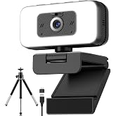 Danyesth Webcam with Light, 2K Web Camera for Desktop Computer | Fixed Focus, 80&deg; FOV, USB Plug and Play, PC Web Cam for Video Calls, Online Meetings (4 Buttons-Adjust Brightness/Flip/Zoom)
