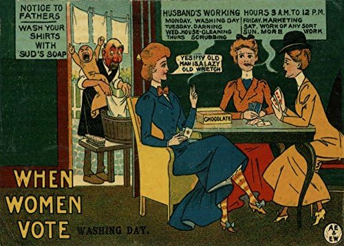 World of Art Global Vintage Suffragette 'Wash Day When Women Vote', circa. 1880-1918, Reproduction 200gsm A3 Vintage Suffragette Propaganda Poster