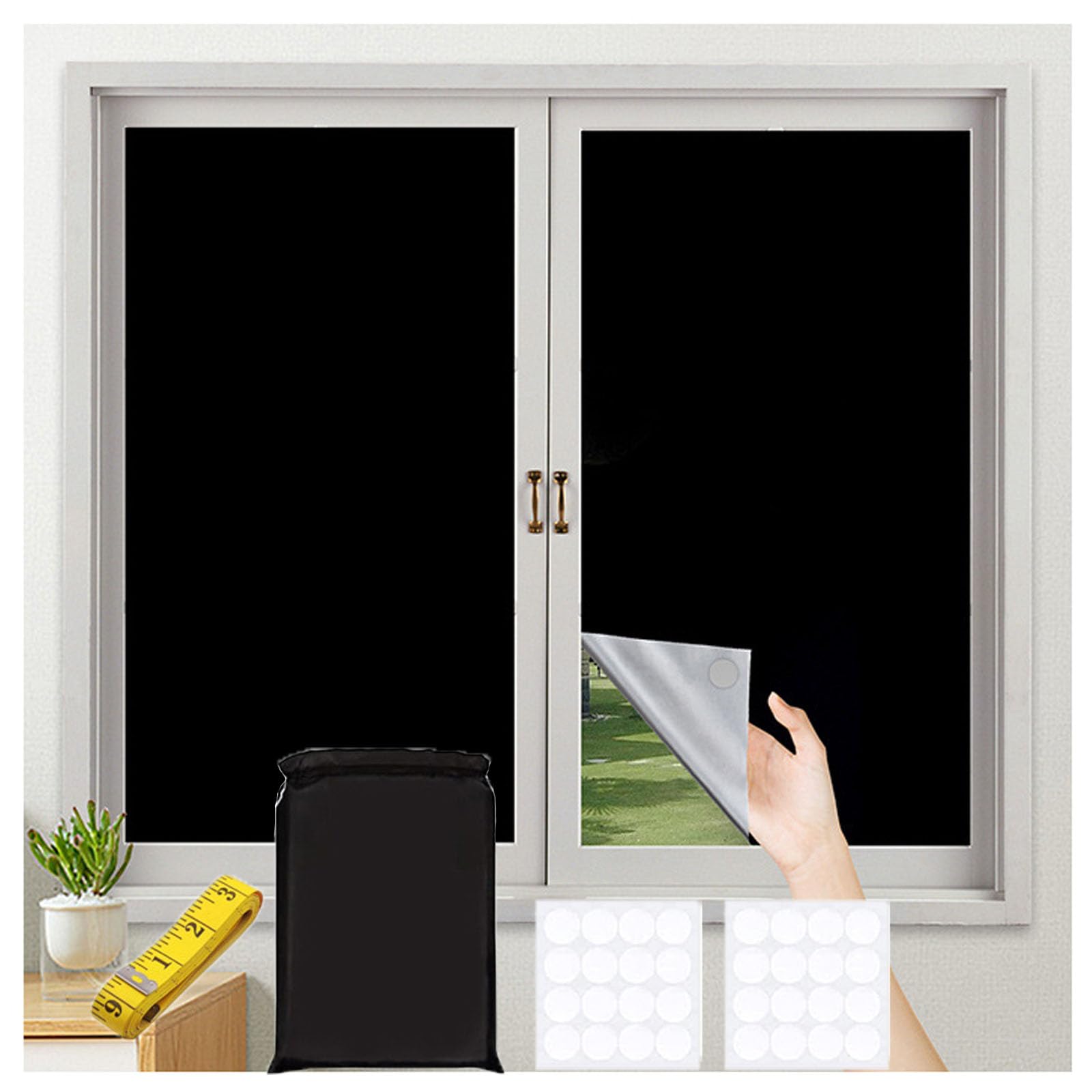 Blackout Blinds 420D Oxford Fabric 100% Temporary Blackout Blinds for Any Window Cut to Size, Stick on Blackout Blinds Portable Use Travel and Bedroom 300 x 145CM