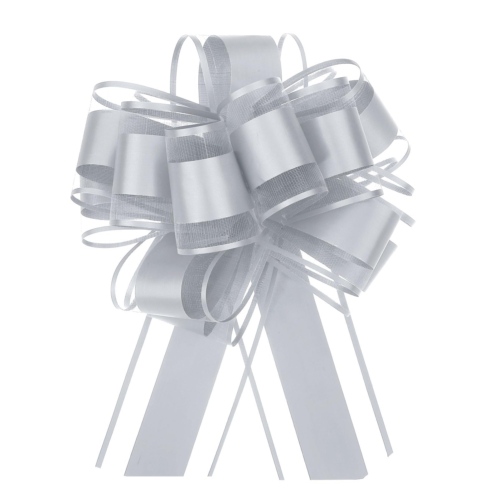 Uxcell 5pcs 6 Inch Large Big Pull Bow Organza Gift Wrapping Ribbon for Wedding Car Baskets Presents Christmas, Gray