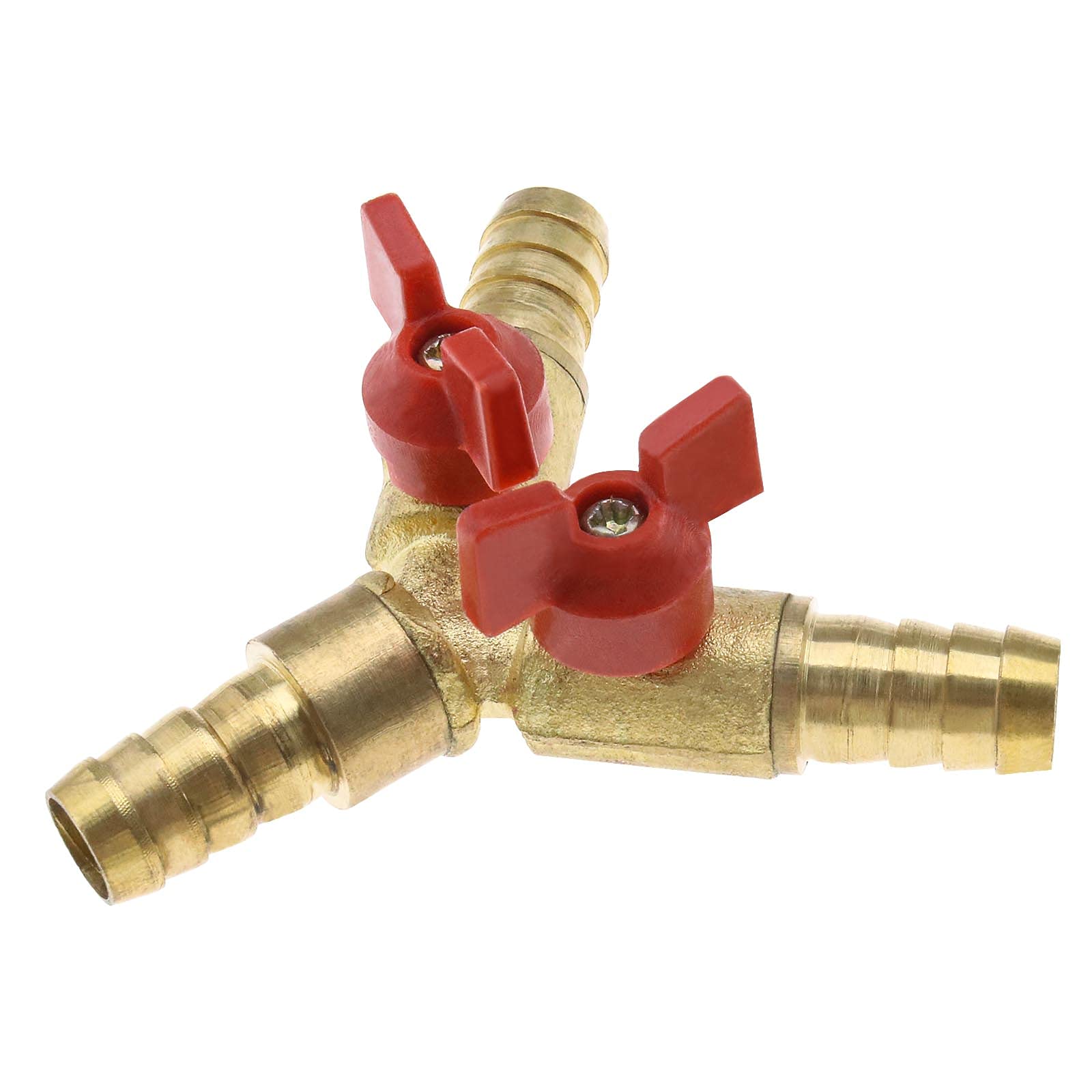 EMSea 3/8Inch/10mm Y Shut off Ball Valve Brass Hose Fitting Splitter Y 3 Way Pipe Connector Adapter for Oil Fuel Water