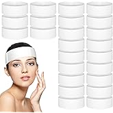Avxdbr 100Pcs Disposable Spa Facial Headbands Stretch Non Woven Hairband with Convenient Closure Whtie Elastic Soft Skin Care Hair Band for Women Salons
