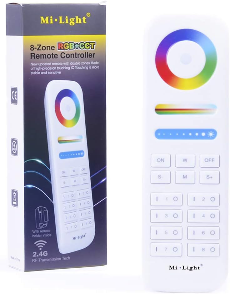 KingLed- Mi-Light 8-Zone RGB+CCT Remote Controller, Endless Colors to Choose, Adjustable Saturation, CCT&Brightness, 2.4GHz Wireless Transmission, FUT089, Code 2346