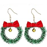 Christmas Earrings for Women Cute Christmas Tree Drop Dangle Earrings Red Jingle Bell Tinkle Bell Earrings Crystal Snowflake Earrings Cute Cartoon Christmas Earrings Christmas Birthday Party Costume Jewelry