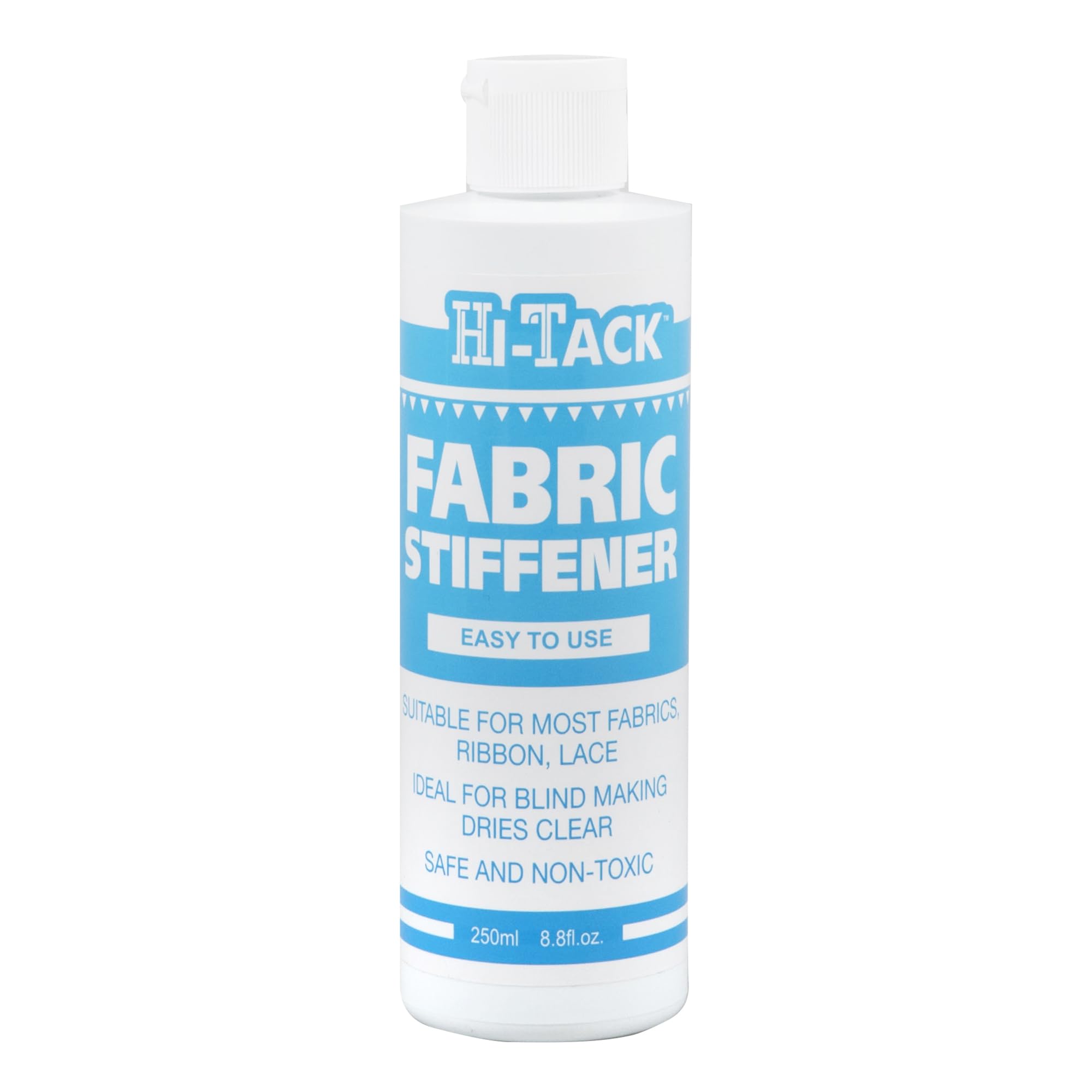 HI-TACK Fabric Stiffener 250ml – Easy-to-Use, Safe & Non-Toxic Permanent Stiffening with Built-In Sheen Suitable for Synthetic & Natural Fabrics Ideal for Blind Making Brush or Dip Application