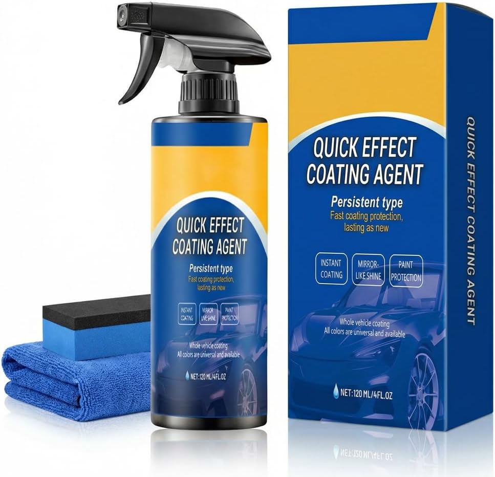 Quick Effect Car Coating Spray, Waterless Car Wash & Polish Spray, Car Paint Protection Coating Agent for Shine & Scratch Repair, Multi Surface Cleaner for Cars Glass Wheels (1pcs)