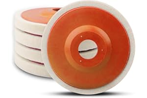 Tworider 5 Pcs 4.5 Inch Wool Felt Polishing Wheel Disc,Wool Polishing Wheel Disc for 7/8 Inch Angle Grinder, for Metal Aluminum,Stainless Steel, Chrome, Jewelry, Wood, Plastic, Ceramic, Glass