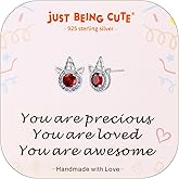 Birthstone Earrings for Girls, 925 Sterling Silver Stud Earrings for Women, Unicorn Gifts for Girls, Cubic Zirconia Studs Earrings, Unicorn Birthday Christmas Gifts for Teens Women